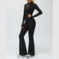 Stand-up collar+half-zip sports jumpsuit