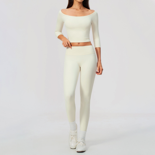 Wholesale Women High Elastic Slimming Mid sleeve T-shirt + High waist and hip lifting legging set
