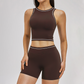Wholesale contrasting sleeveless fitness yoga tops