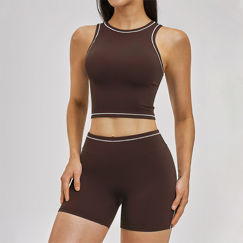Wholesale contrasting sleeveless fitness yoga tops