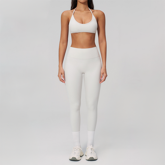 Wholesale Naked-Feel Seamless Sports Bra & High-Waist Biker Shorts Set – Quick-Dry Yoga 2-Piece