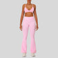 Strap sports bra+High-waisted flared pants 2-piece set