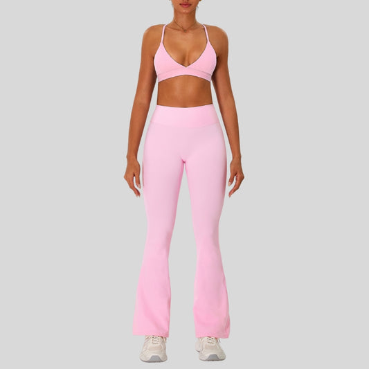 Wholesale Strap sports bra+High-waisted flared pants | Wonderxfans bulk activewear