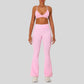 Strap sports bra+High-waisted flared pants 2-piece set