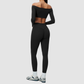Wholesale Women's One-Shoulder Long-Sleeve Top+Yoga Leggings Set