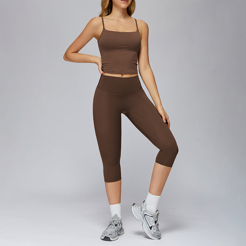 Sports vest + Mid-length leggings 2-piece set