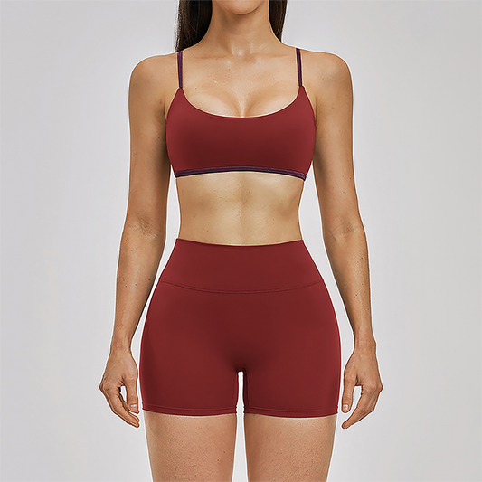 Naked and beautiful back bra+high waisted shorts 2-piece set