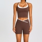Wholesale Women's Color Block Racerback Sports Bra & Shorts Set – Naked Feel Yoga Gym Fitness Activewear