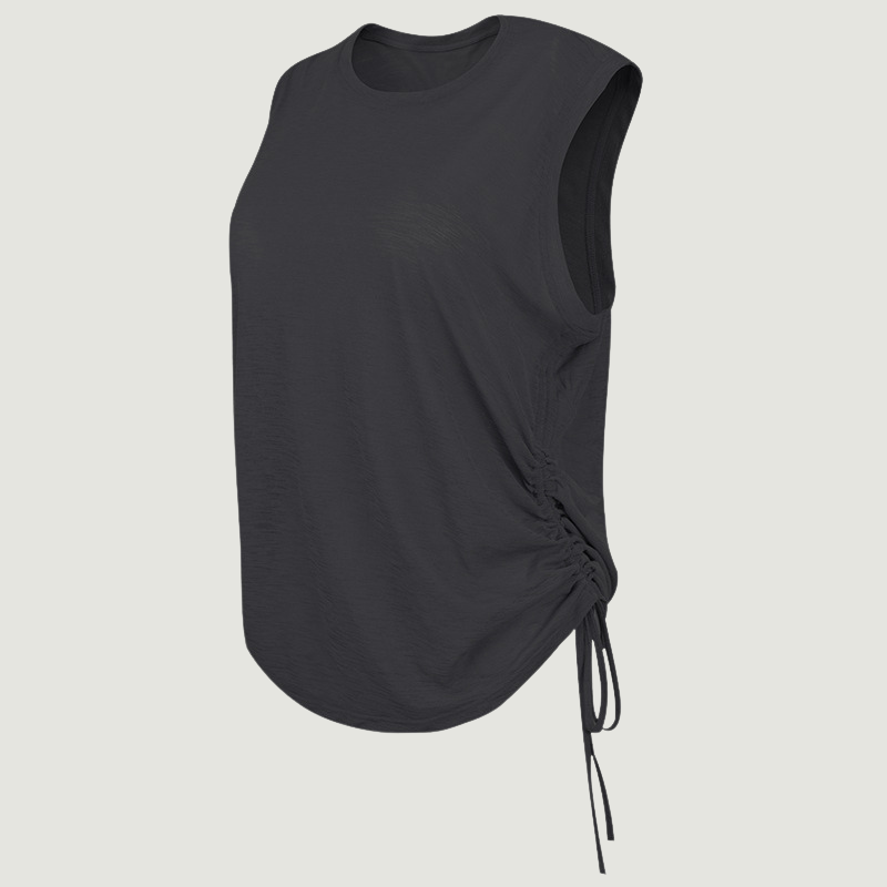 Wholesale yoga cover-up drawstring sleeveless top