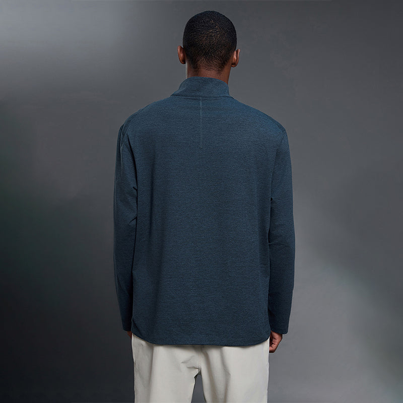 Half-zip stand-up collar long-sleeved T-shirt