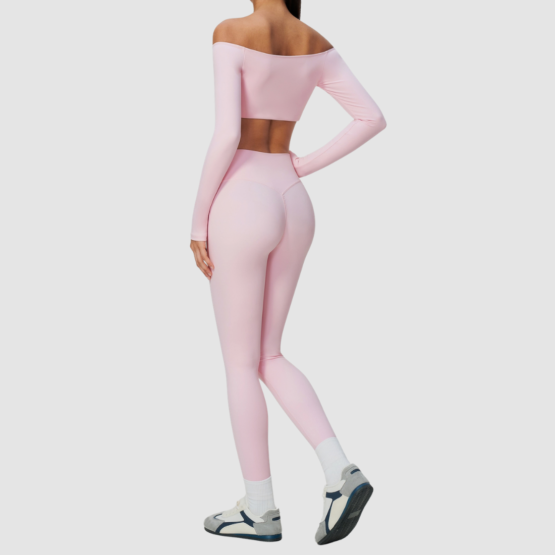 Wholesale Women's One-Shoulder Long-Sleeve Top+Yoga Leggings Set