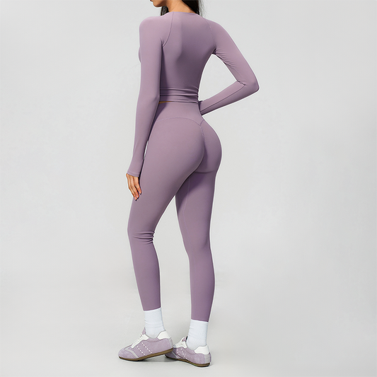 Wholesale Women's Cream-Feel Fleece Long Sleeve Top & High-Waist Leggings Set