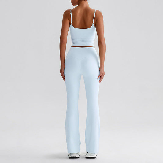 Thin straps tank top + Flared Leg pants 2-piece set