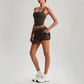 Wholesale Sleeveless Sports Top & Pleated Tennis Skirt Set – Quick-Dry Athletic 2-Piece with Built-In Shorts