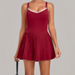Wholesale Women's Colorblock Open-Back Tennis Dress – Anti-Exposure Pleated Yoga Skirt with Pockets