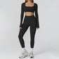 Seamless Long Sleeve Sports Top + hoch taillierte Leggings 2-teilige Leggings