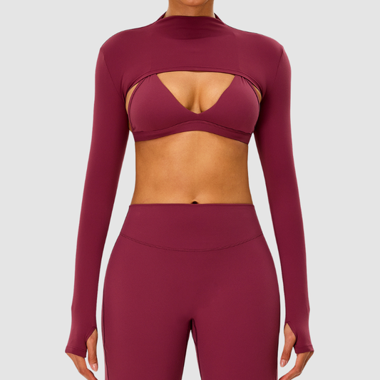 Wholesale Naked-Feel Half-High Collar Long-Sleeve Yoga Shrug – Cutout Sports Cardigan Coverup