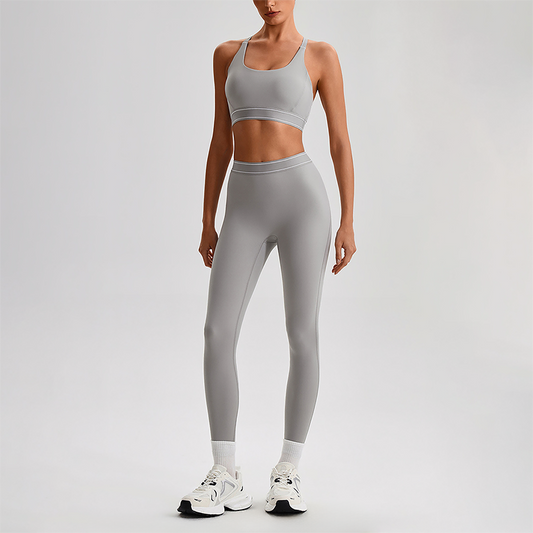 Wholesale Naked-Feel Sports Bra & High-Waist Biker Shorts Set – Quick-Dry Yoga 2-Piece