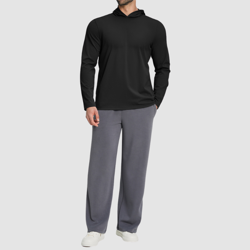 Wholesale Men's Hooded Long Sleeve Athletic Top – Moisture-Wicking Gym Fitness Training Shirt