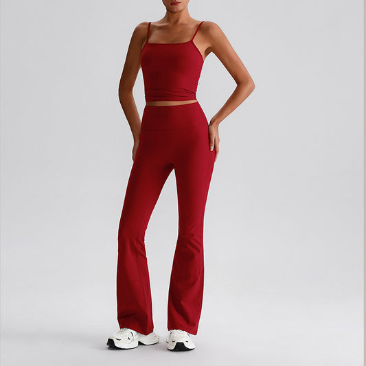 Thin straps tank top + Flared Leg pants 2-piece set