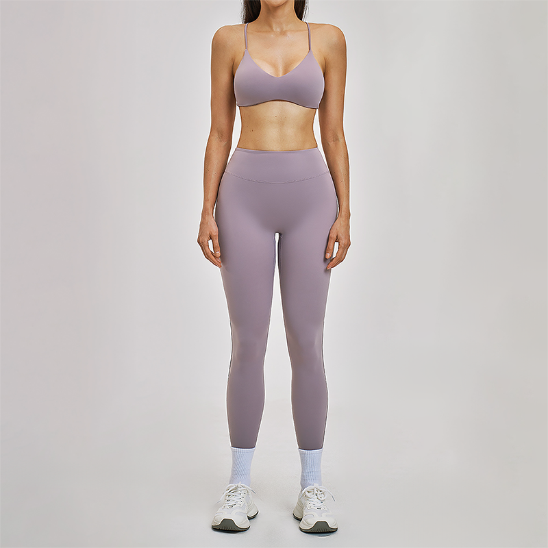 Wholesale Hanging neck bra+tight yoga legging 2-piece set