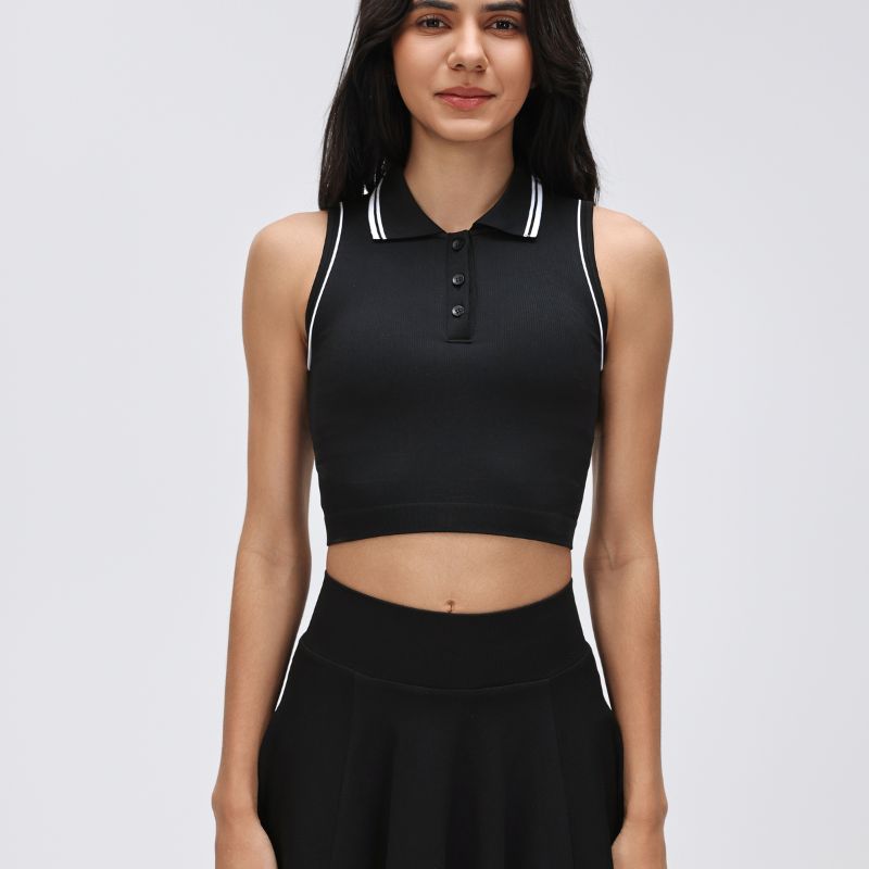 Wholesale POLO collar contrasting color yoga top