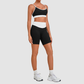 Wholesale Women’s Contrast Strap Sports Bra & High-Waist Biker Shorts Yoga Set