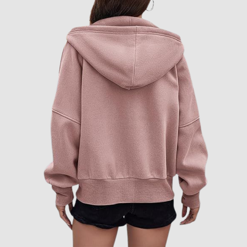 Wholesale loose casual hooded gold zipper jacket