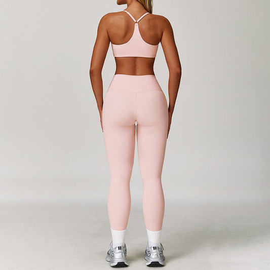 Brushed yoga bra + high waist leggings 2-piece set
