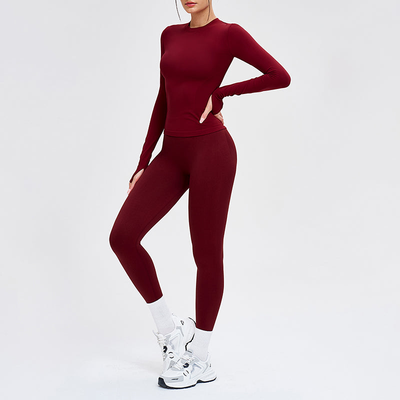 Wholesale solid color long-sleeved top + leggings