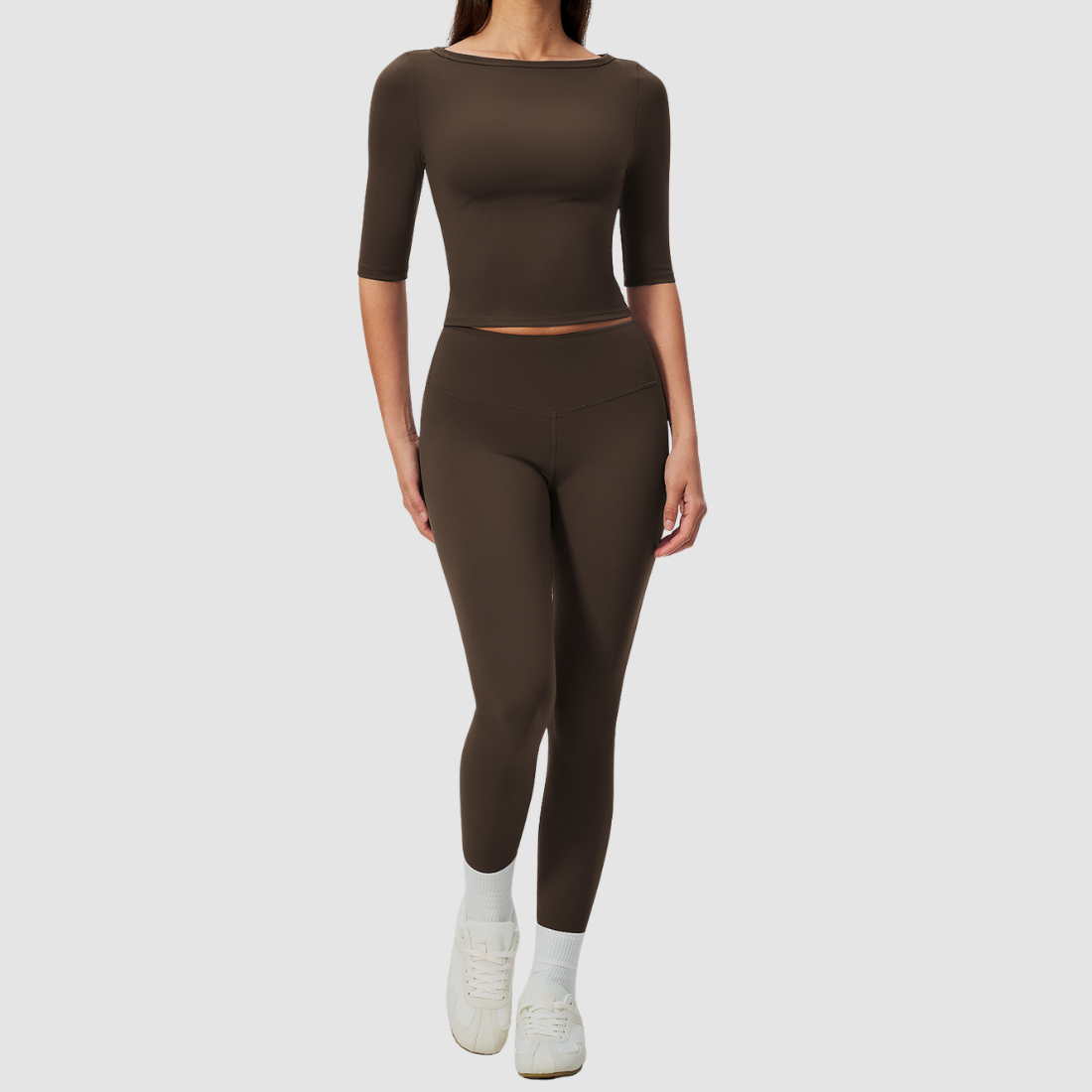 Wholesale Women’s Mid-Sleeve Top & High-Waist Leggings Yoga Set