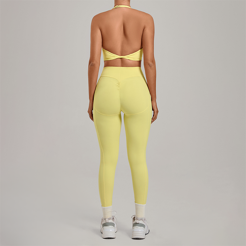 Wholesale Zipper Tank Top+Highlighted Legging 2-piece Set