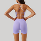 Crossover spaghetti strap bra & shorts sport sets