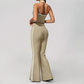 Wholesale Women's Bare-Feel Color-Block Tank Top & High waisted flared pants Set