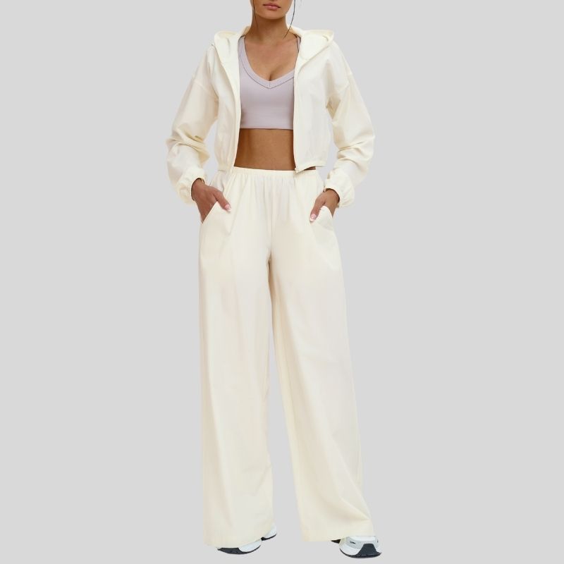 Wholesale sun protection hooded jacket + loose wide-leg pants
