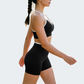 Wholesale Women's Seamless Yoga Set: Sports Bra & Biker Shorts – Butt-Lifting Breathable Pilates Training w/ Chest Pad