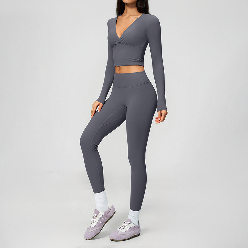Wholesale Women's Cream-Feel Fleece Long Sleeve Top & High-Waist Leggings Set