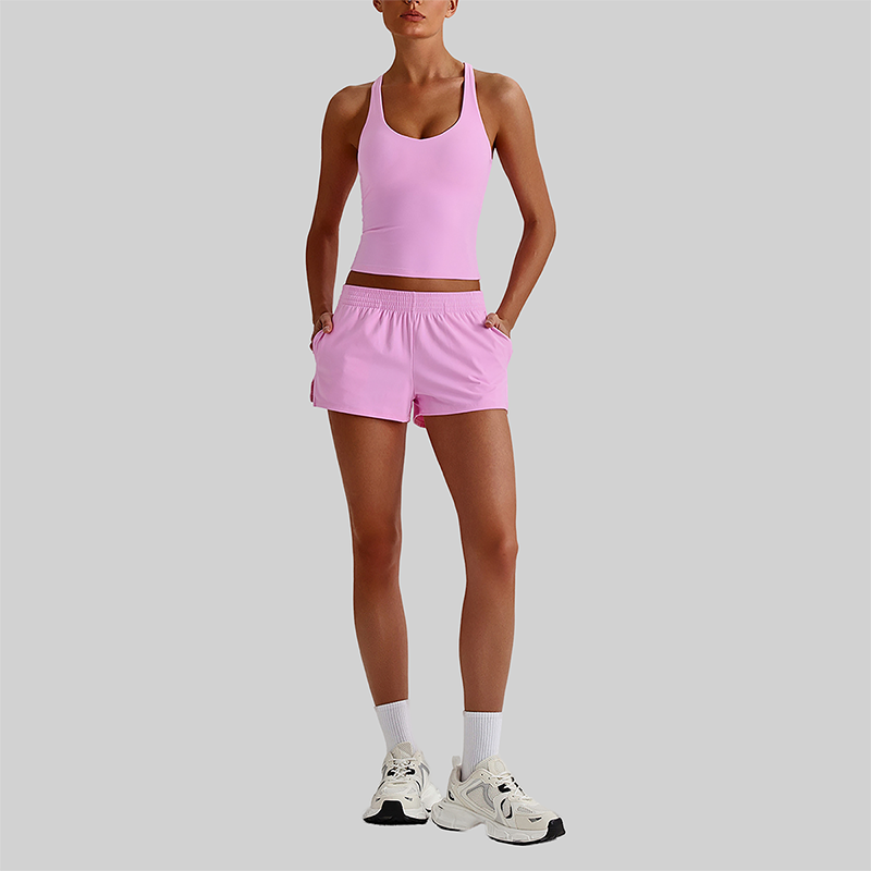 Wholesale Naked-Feel Racerback Sports Bra & High-Waist Biker Shorts Set – Sculpting Yoga 2-Piece