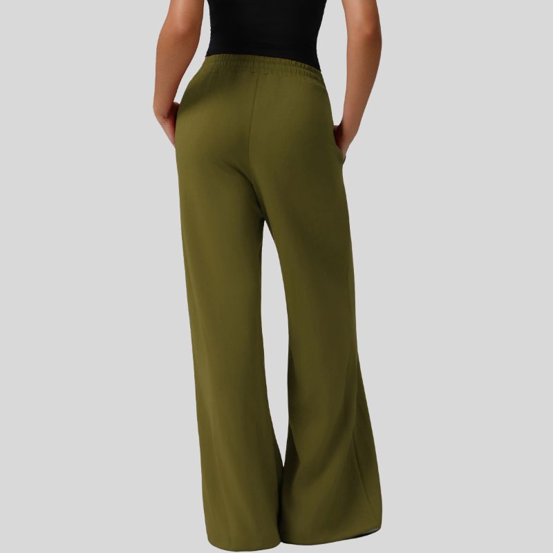 High-waisted drawstring wide-leg sweatpants