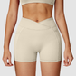 Wholesale women's solid color high-waisted shorts