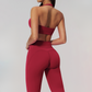 Halter Sports Bra + High-waisted Flared Leg pants 2-Piece Set