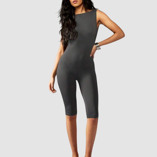 Wholesale Naked-Feel Open-Back Yoga Jumpsuit with Built-In Bra – Sculpting Full-Length Activewear