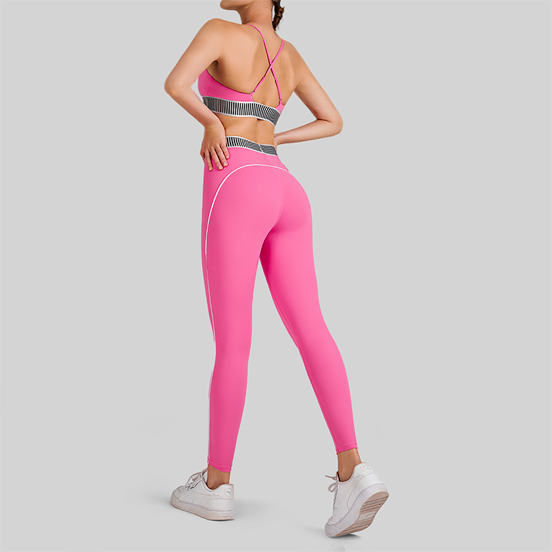 Wholesale Women's Cross-Back Sports Bra & High-Waist Leggings Set – Tummy Control Yoga Set