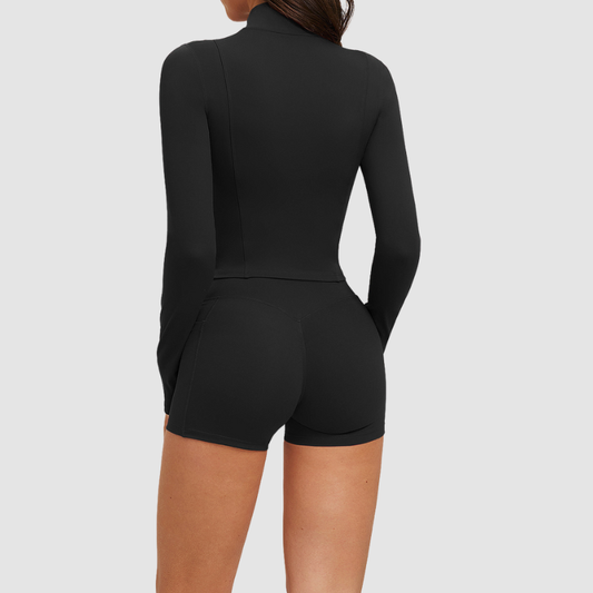 Wholesale stand-collar zippered jacket + high-waisted | Wonderxfans bulk activewear