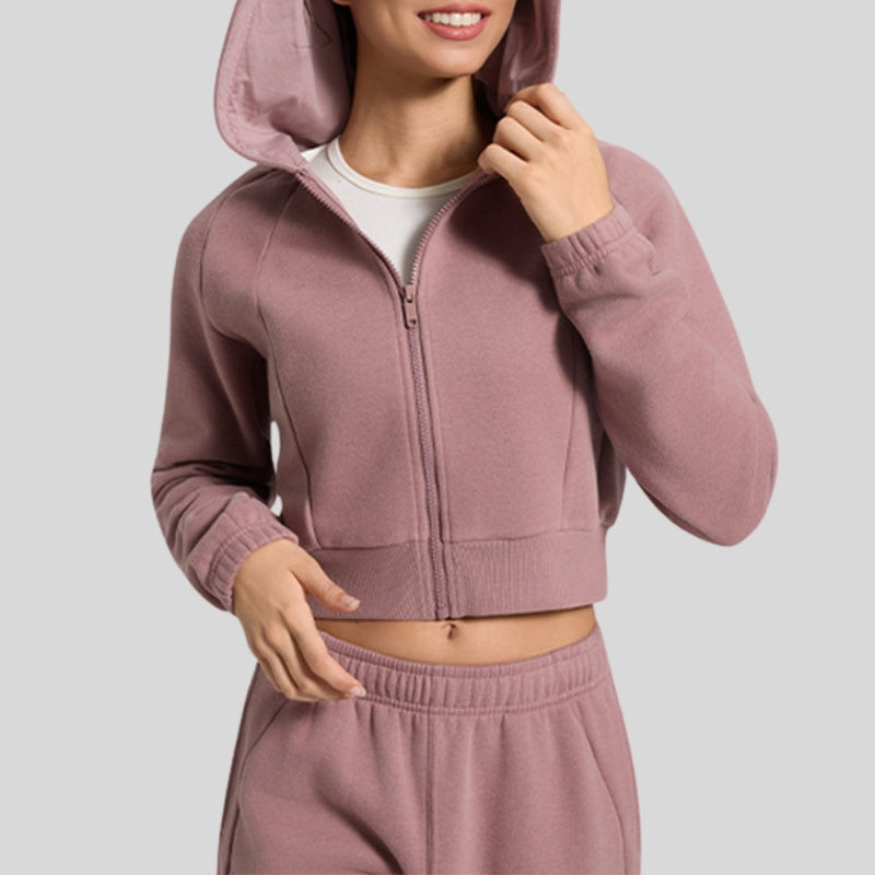 short hooded zipped jacket