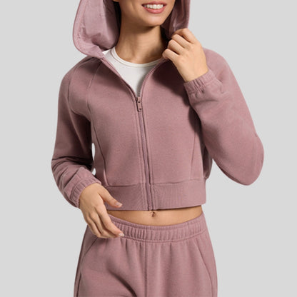 short hooded zipped jacket