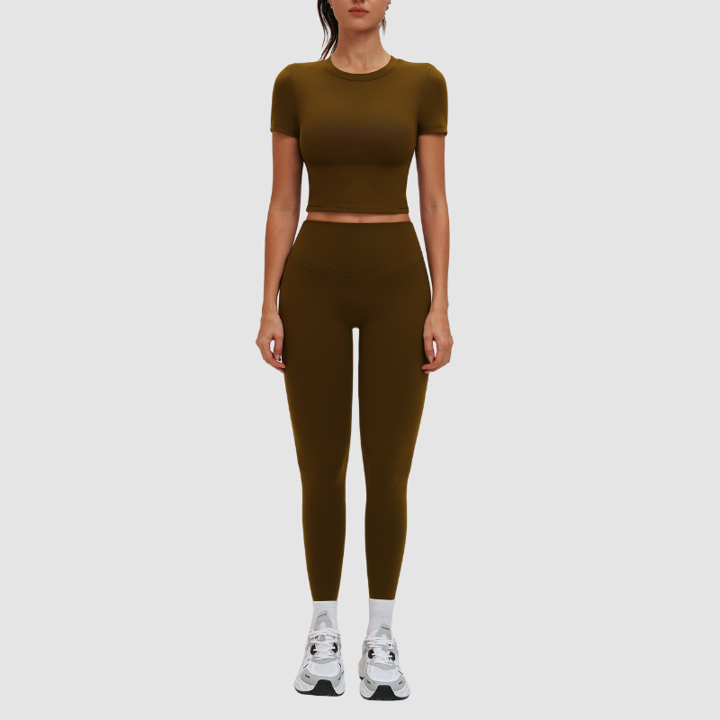 Wholesale solid color short-sleeved T-shirt + leggings