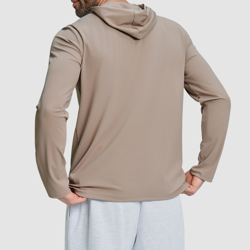 Wholesale Men's Hooded Long Sleeve Athletic Top – Moisture-Wicking Gym Fitness Training Shirt