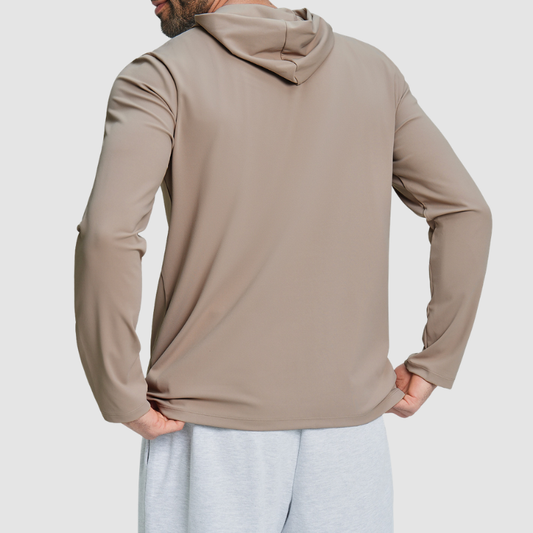 Wholesale Men's Hooded Long Sleeve Athletic Top – Moisture-Wicking Gym Fitness Training Shirt