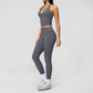 Wholesale Women's Cream-Feel Fleece Deep-V Halter Neck Tank Top & Leggings Set
